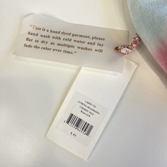 LoveShackFancy | NWT Athena Knotted Terry Tie Dye Headband Turban Cherry Fizz - Picture 4 of 6